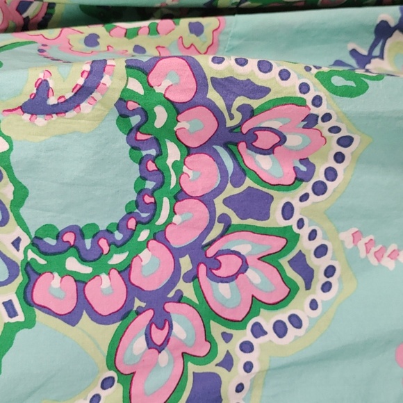 02531 Talbots aqua w/blue, pink & green cotton L/S shirt 1X - Picture 4 of 10